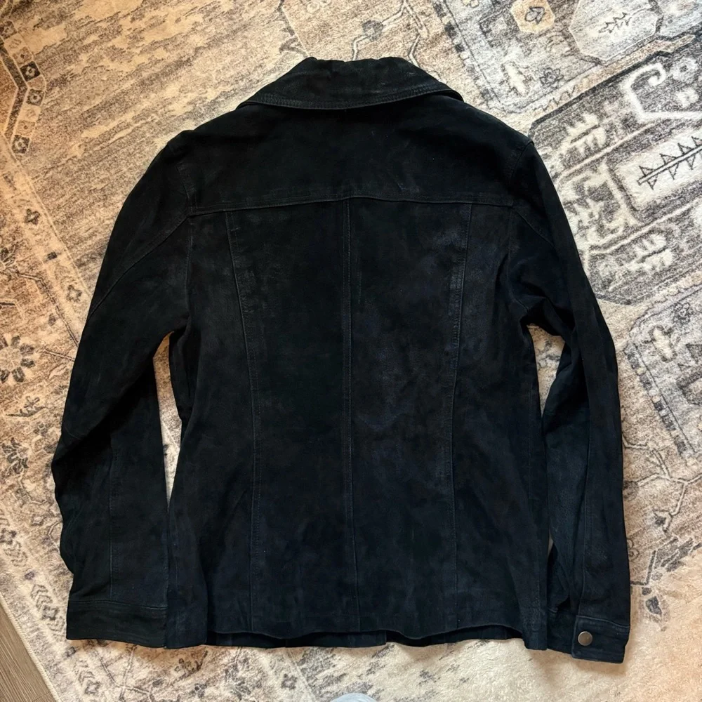 Vintage Y2K 90s leather suede black jacket size M carolyn bessette